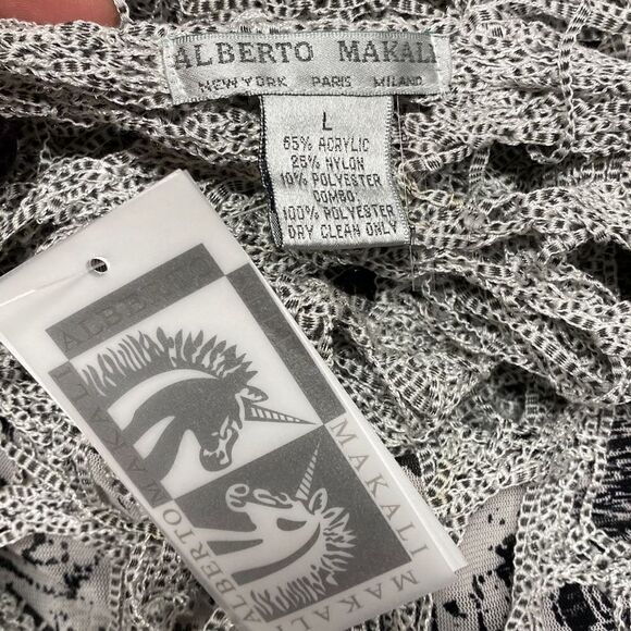 Alberto Makali Black & White Cami & Fringe Cardigan Set Size Large NWT - Picture 6 of 8